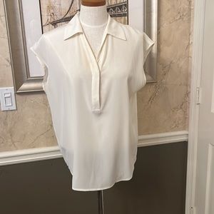 Club Monaco Cream Silk Collared Shirt size Medium